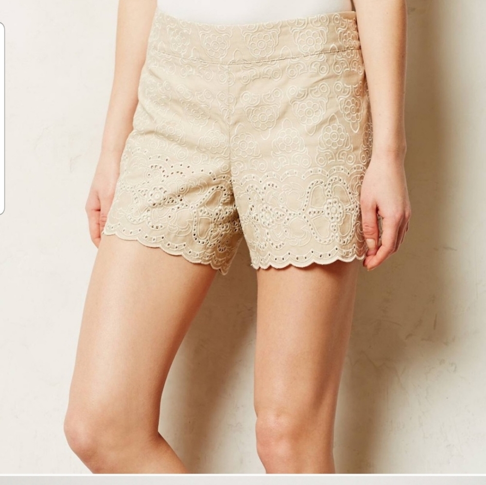 Elegant Lace Women's Shorts in Tan